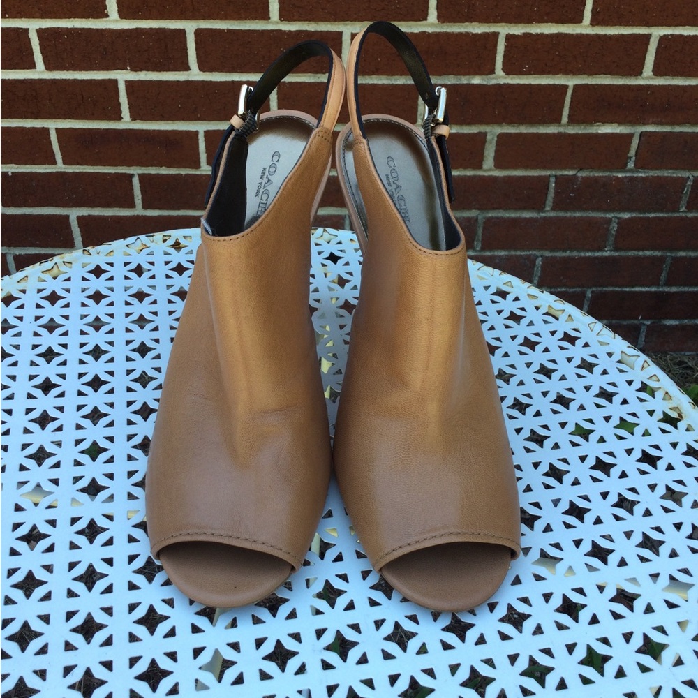 Coach Lanora Soft Grain Leather Open Toe Heels 11